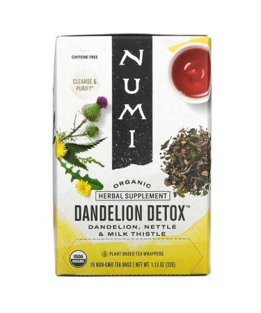 Numi Tea Organic Dandelion Detox Caffeine Free 16 Non-GMO Tea Bags 1.13 oz (32 g)