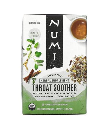 Numi Tea Organic Throat Soother Caffeine Free 16 Non-GMO Tea Bags 1.13 oz (32 g)