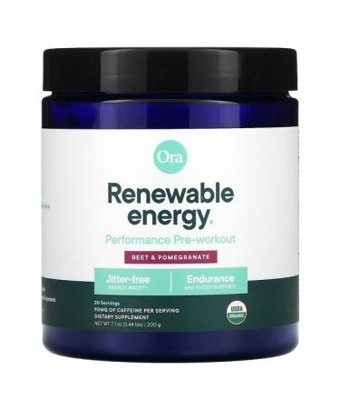 Ora Renewable Energy Performance Pre-Workout Beet & Pomegranate 0.44 lbs (200 g)