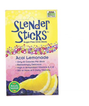Now Foods Real Food Slender Sticks Acai Lemonade 12 Sticks (4 g) Each