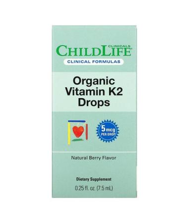 Childlife Clinicals Organic Vitamin K2 Drops Natural Berry Flavor  0.25 fl oz (7.5 ml)