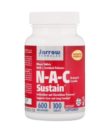 Jarrow Formulas N-A-C Sustain N-Acetyl-L-Cysteine 600 mg 100 Tablets