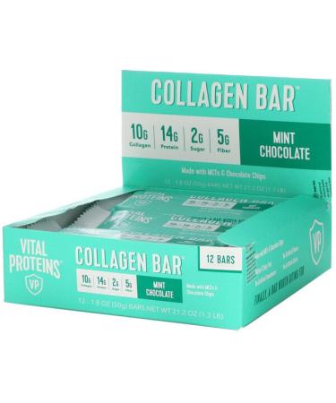 Vital Proteins Collagen Bar Mint Chocolate 12 Bars 1.8 oz (50 g) Each