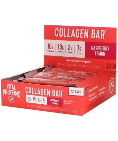 Vital Proteins Collagen Bar Raspberry Lemon 12 Bars 1.8 oz (50 g) Each