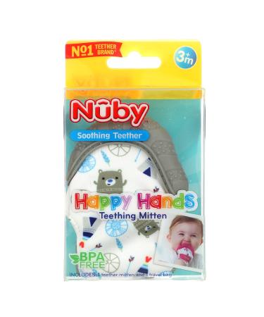 GoSupps.com - Nuby Soothing Teether Happy Hands Teething Mitten 3+ Months Bears 2 Piece Set - Buy Online on GoSupps.com