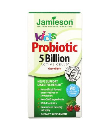 Jamieson Natural Sources Kids Probiotic Cherry Berry 5 Billion CFU Active Cells 60 Chewable Tablets