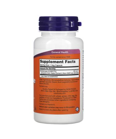 Now Foods Nattokinase 100 mg - 120 Veg Capsules | Heart Health & Blood Support - Buy Online on GoSupps.com