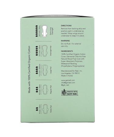 Rael Extra Long Organic Cotton Cover Pads - 6 Count Overnight Protection - Buy Online on GoSupps.com