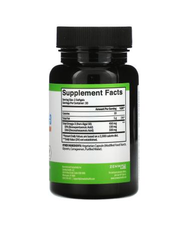Zenwise Health Vegan Omega-3 Softgels | 225mg Marine Algae | 60 Count - Buy Online on GoSupps.com