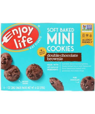 Enjoy Life Foods Soft Baked Mini Cookies Double Chocolate Brownie 6 Snack Packs 1 oz (28 g) Each