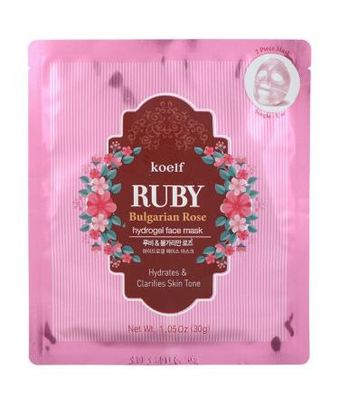Koelf Ruby Bulgarian Rose Hydrogel Beauty Face Mask Pack 5 Sheets 1.05 oz (30 g) Each