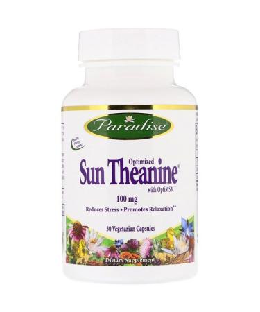 Paradise Herbs Optimized Sun Theanine 100 mg 30 Vegetarian Capsules