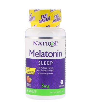 Natrol Melatonin Fast Dissolve Strawberry Flavor 3 mg 90 Tablets