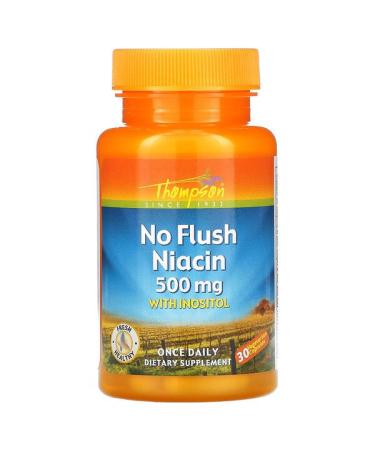 Thompson No Flush Niacin 500 mg 30 Vegetarian Capsules
