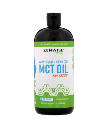 Zenwise Health Caprylic (C8) + Capric (C10) MCT Oil 100% Coconut Unflavored 32 fl oz (946 ml)