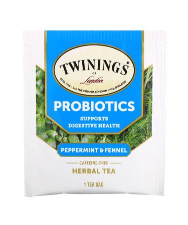 Twinings Probiotics Herbal Tea - Caffeine-Free Peppermint & Fennel, 18 Tea Bags | 1.27 oz - Buy Online on GoSupps.com