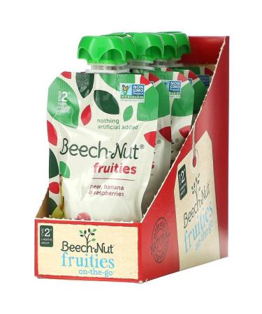 Beech-Nut Fruities Stage 2 Pear Banana & Raspberries 12 Pouches 3.5 oz (99 g) Each