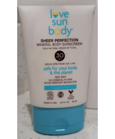 Love Sun Body 100% Natural Origin Sheer Perfection Mineral Body Sunscreen SPF 30 Broad Spectrum Fragrance-Free  Sunblock Lotion  Sensitive Skin Safe  Travel Size  Reef Safe  Cosmos Natural