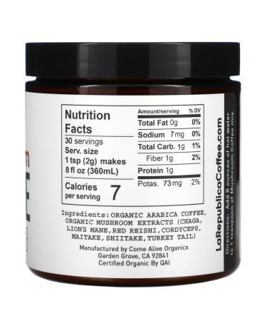 LA Republica Mushroom Coffee 2.12 oz - Organic Superfood Blend for Energy & Focus - Buy Online on GoSupps.com