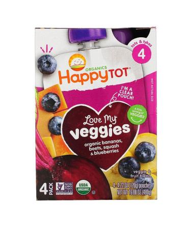 Happy Family Organics Happy Tot  Stage 4 Love My Veggies Organic Bananas Beet Squash & Blueberries 4 Pouches 4.22 oz (120 g) Each