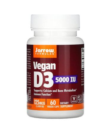 Jarrow Formulas Vegan D3 125 mcg (5000 IU) 60 Veggie Caps