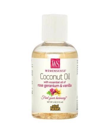 Natural Factors WomenSense Coconut Oil with Essential Oil of Rose Geranium & Vanilla 4 oz (115 ml)