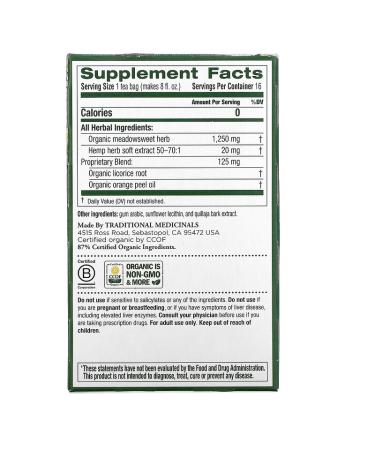 Traditional Medicinals Hemp+ Herb Joint Health Tea - Meadowsweet, Caffeine Free, 16 Bags - Buy Online on GoSupps.com