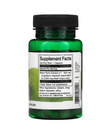 Swanson Maca 500 mg - 60 Capsules | Boost Energy & Wellness - Buy Online on GoSupps.com