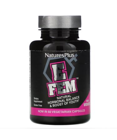 Nature's Plus E Fem for Women Natural Hormonal Balance & Boost of Youth 60 Vegetarian Capsules