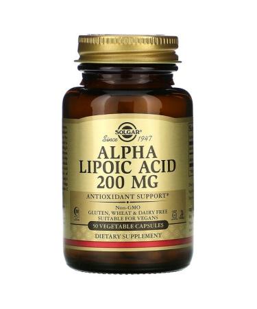 Solgar Alpha Lipoic Acid 200 mg 50 Vegetable Capsules - Buy Online on GoSupps.com