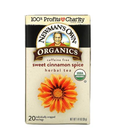 Newman's Own Organics Caffeine Free Herbal Tea Sweet Cinnamon Spice 20 Tea Bags 1.41 oz (39 g)
