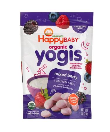 Happy Family Organics Organic Yogis Freeze Dried Yogurt & Fruit Snacks Mixed Berry 1 oz (28 g)