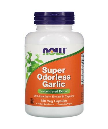 Now Foods Super Odorless Garlic 180 Veg Capsules