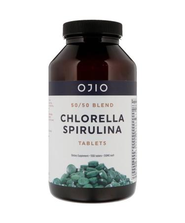 Ojio Chlorella Spirulina Tablets 50/50 Blend 250 mg 1000 Tablets