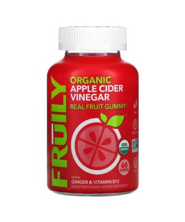 Fruily Organic Apple Cider Vinegar with Ginger & Vitamin B12 Mixed Fruit 60 Gummies