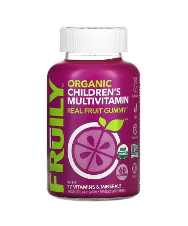 Fruily Organic Children's Multivitamin with 17 Vitamins and Minerals Mixed Fruit 60 Gummies