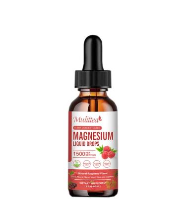 2-Pack Magnesium L-Threonate Supplement 1000mg for Nerv & Muscle Support - NATURAL RASPBERRY FLAVOR Liquid Drops - Promotes Relaxation & Sleep - 2 Fl Oz - Buy Online on GoSupps.com