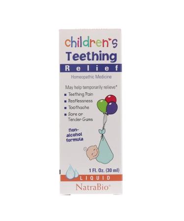 NatraBio Children's Teething Relief Non-Alcohol Formula Liquid 1 fl oz (30 ml)