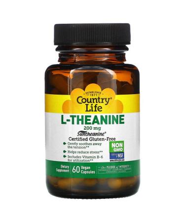 Country Life L-Theanine 200 mg 60 Vegan Capsules
