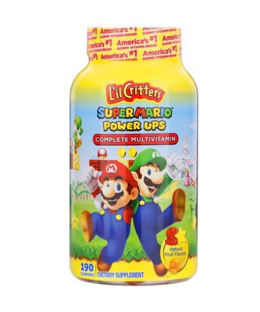 L'il Critters Complete Multivitamin Gummies Super Mario Power Ups Natural Fruit Flavors 190 Gummies