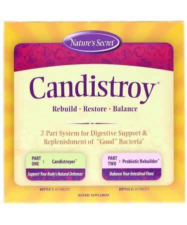 Nature's Secret Candistroy 2 Part System 2 Bottles 60 Tablets Each