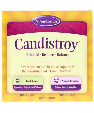 Nature's Secret Candistroy 2 Part System 2 Bottles 60 Tablets Each