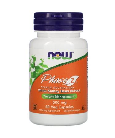 Now Foods Phase 2 Starch Neutralizer 500 mg 60 Veg Capsules