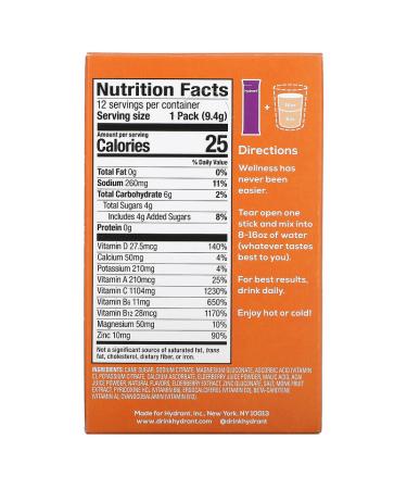 Hydrant Immunity Drink Mix - Elderberry, 12 Pack | Boost Your Immune Health! - Buy Online on GoSupps.com