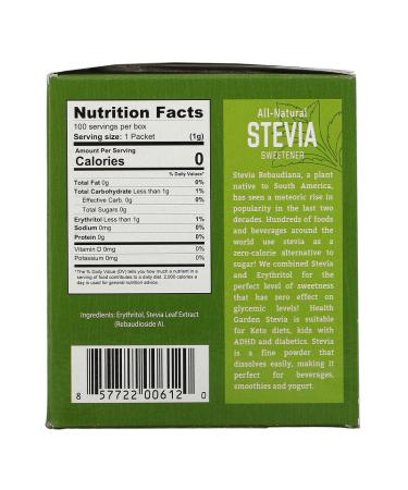 Health Garden All-Natural Stevia Sweetener - 100 Packets (1g Each) | Sugar Substitute - Buy Online on GoSupps.com