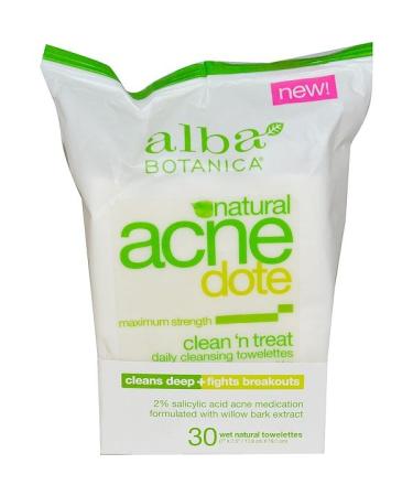 Alba Botanica Acne Dote Daily Cleansing Towelettes Oil Free 30 Wet Towelettes