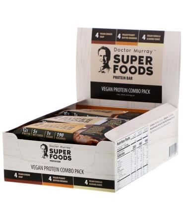 Dr. Murray's Superfoods Protein Bars Vegan Protein Combo Pack 12 Bars 2.05 oz (58 g) Each