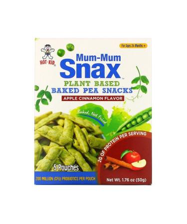 Hot Kid Mum-Mum Snax Baked Pea Snacks For Ages 24 Months+ Apple Cinnamon  5 Pouches 1.76 oz (50 g)