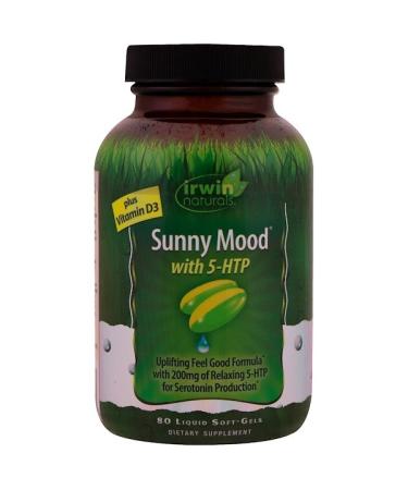 Irwin Naturals Sunny Mood with 5-HTP Plus Vitamin D3 80 Liquid Soft-Gels