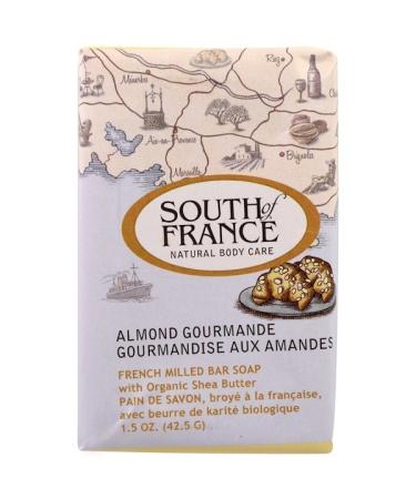 South of France French Milled Bar Soap with Organic Shea Butter Almond Gourmande 1.5 oz (42.5 g)
